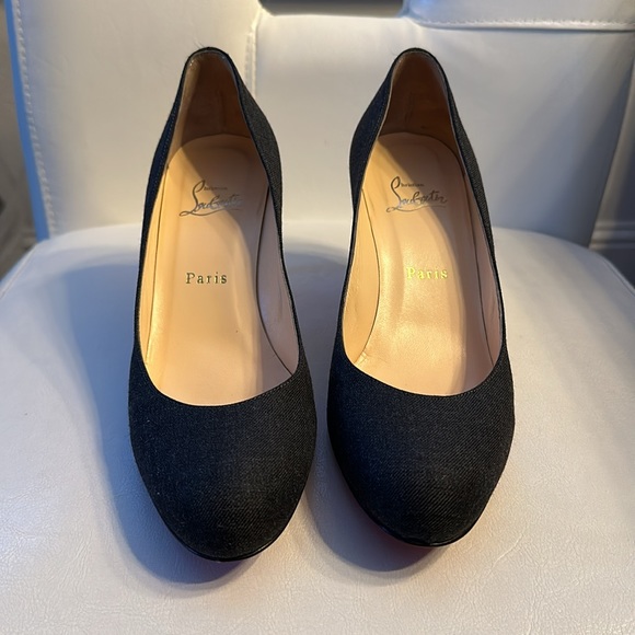 CHRISTIAN LOUBOUTIN Simple Pump 70 Grey Textile Denim Shoes Heels 39.5 👠 - Picture 5 of 12
